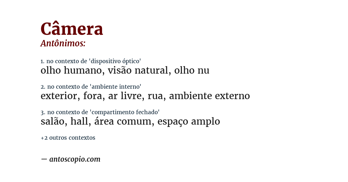 Antônimo de câmera