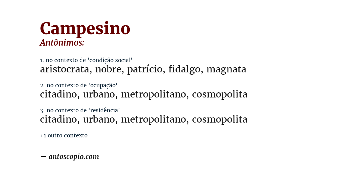 Antônimo de campesino