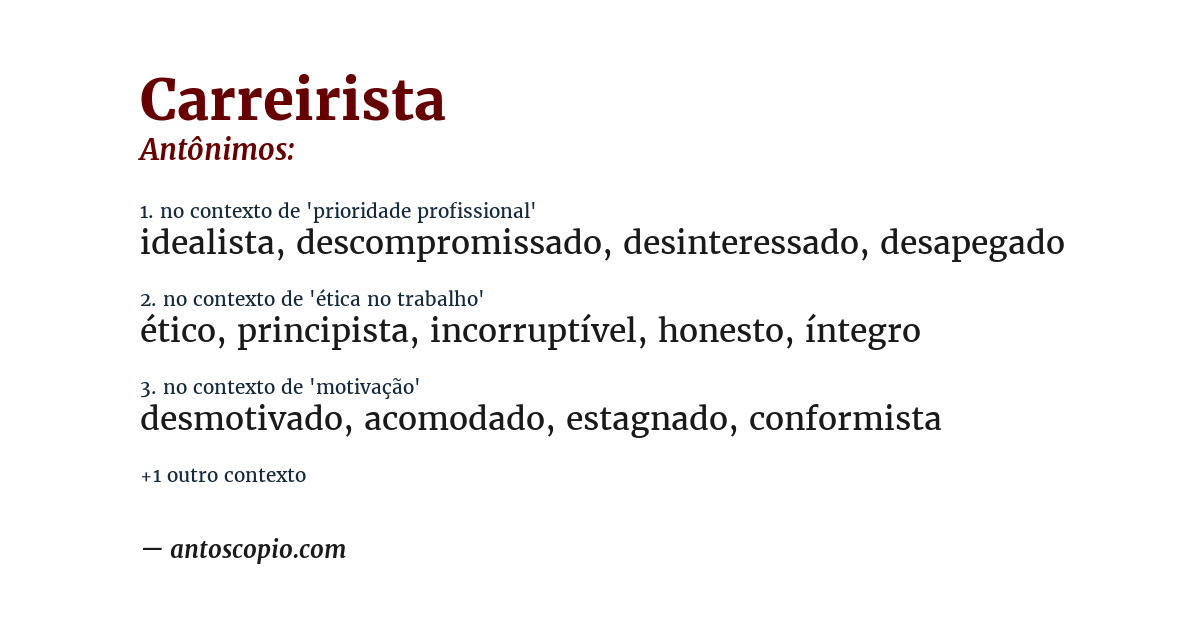 Antônimo de carreirista