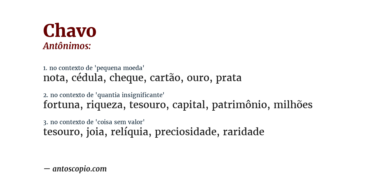 Antônimo de chavo