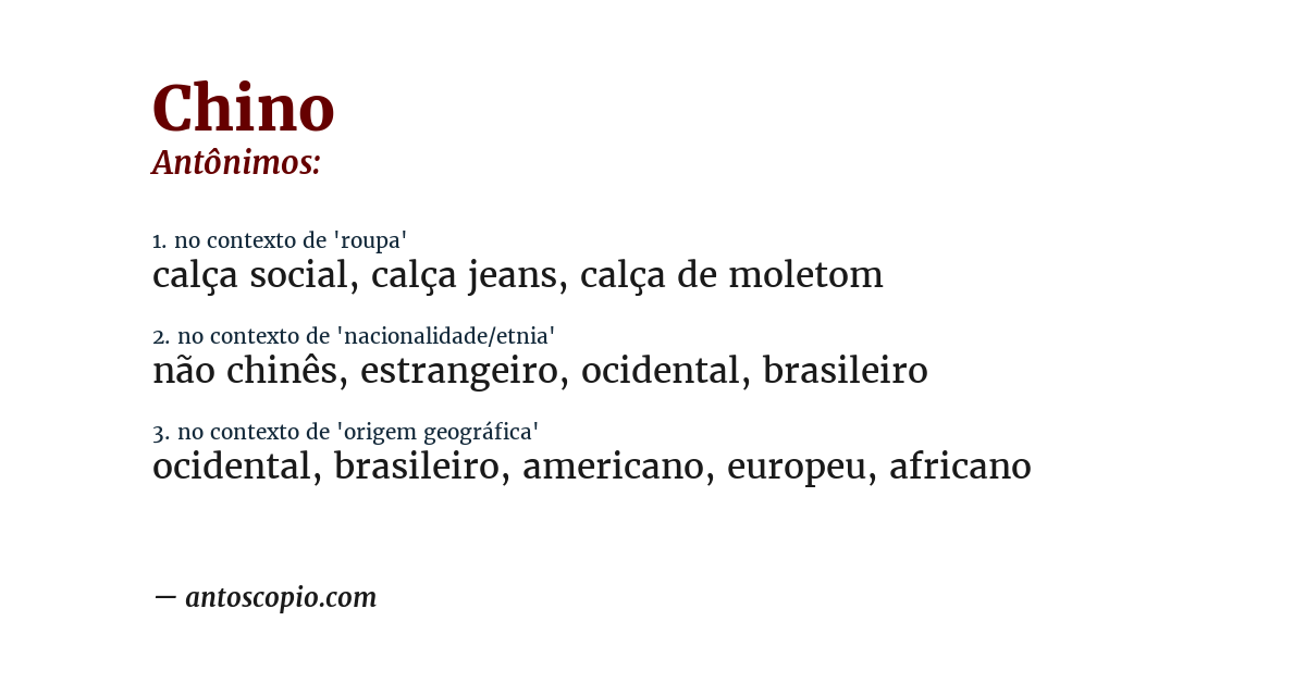 Antônimo de chino
