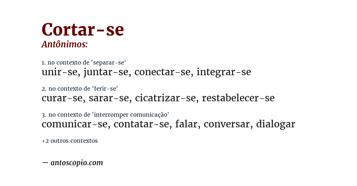 Antônimo de cortar-se