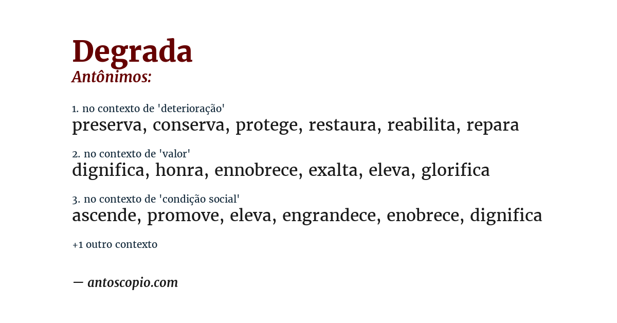 Antônimo de degrada