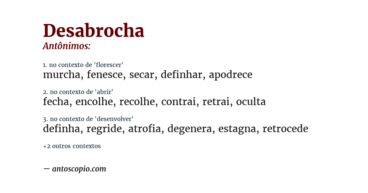 Antônimo de desabrocha