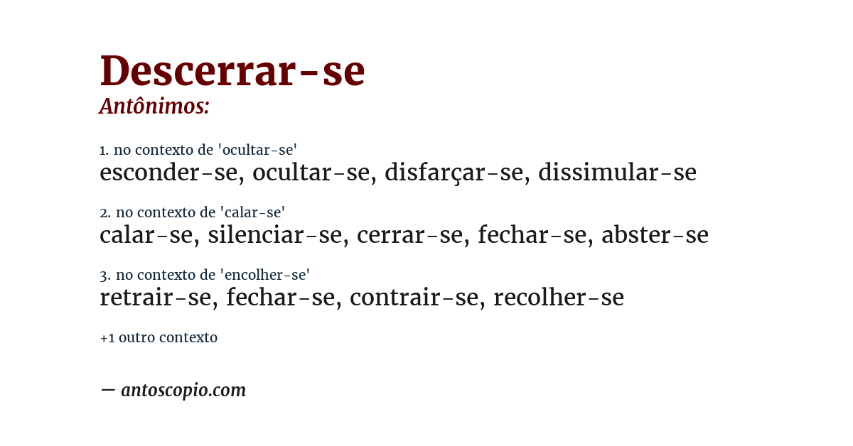 Antônimo de descerrar-se