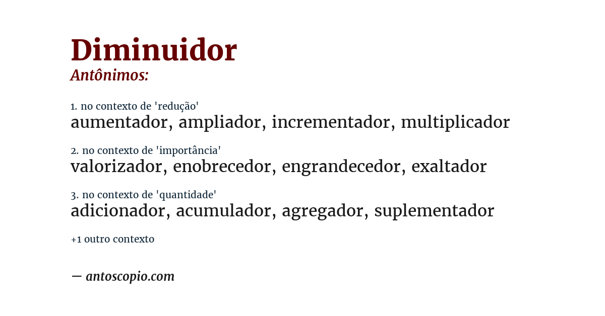 Antônimo de diminuidor