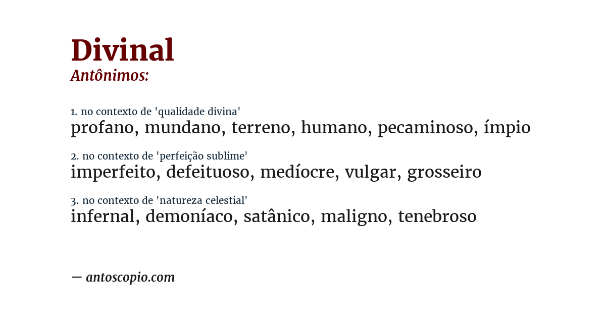 Antônimo de divinal