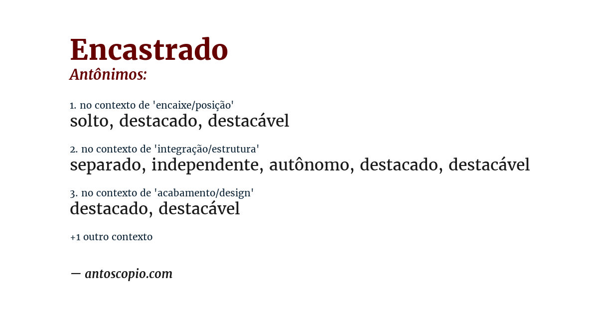 Antônimo de encastrado