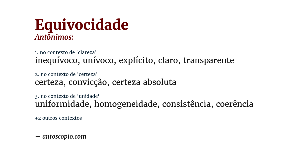 Antônimo de equivocidade