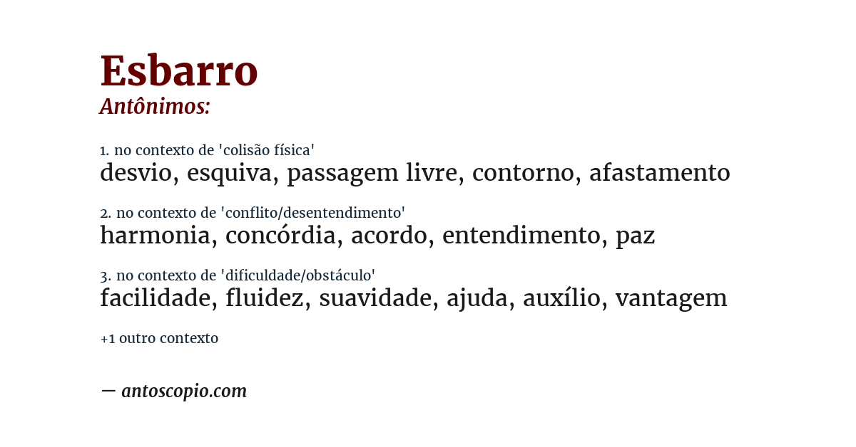 Antônimo de esbarro