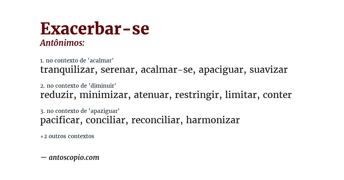 Antônimo de exacerbar-se