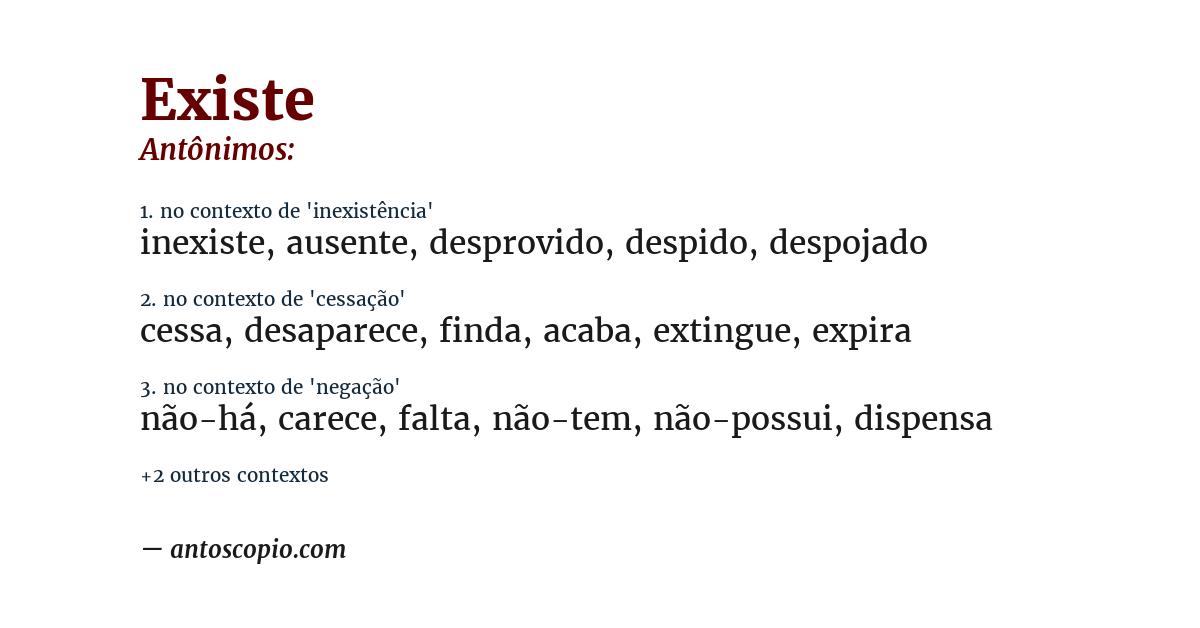 Antônimo de existe