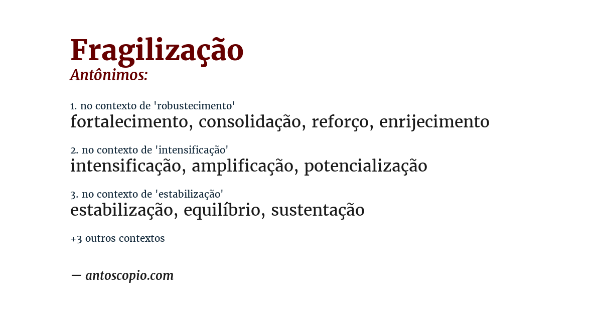 Antônimo de fragilização