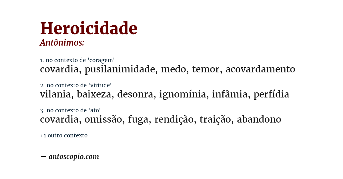 Antônimo de heroicidade