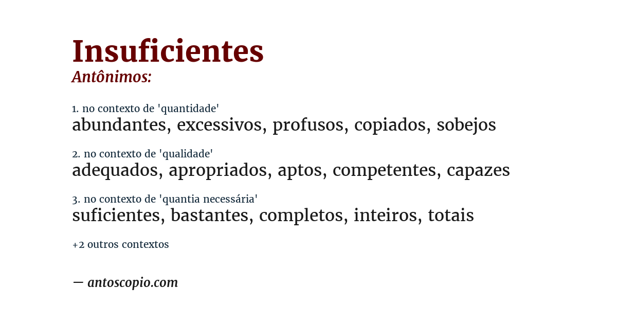 Antônimo de insuficientes