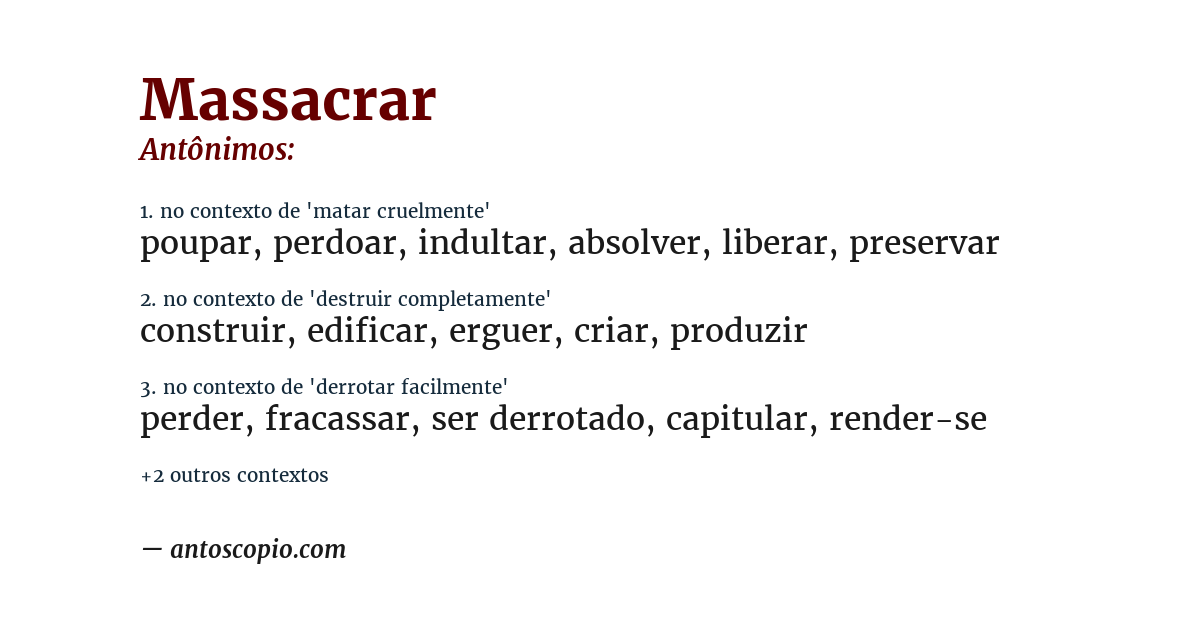Antônimo de massacrar
