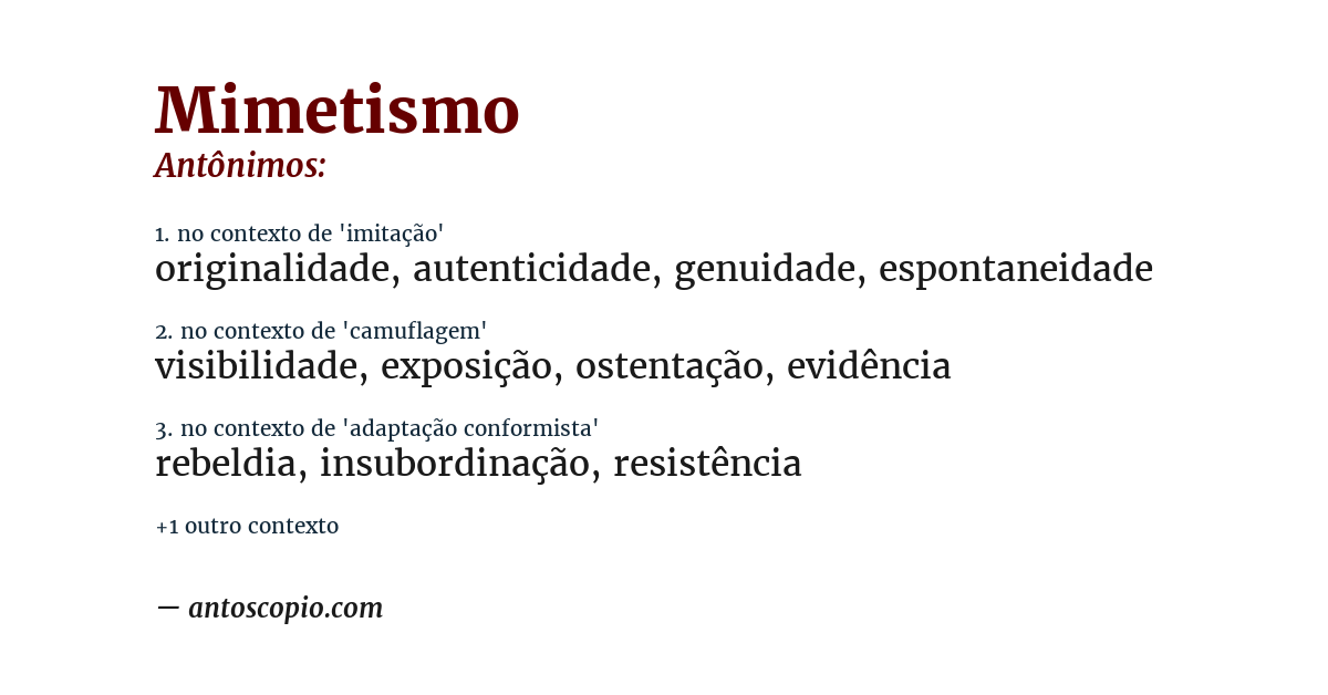 Antônimo de mimetismo