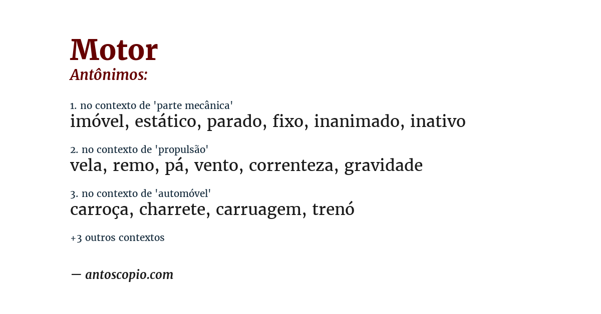 Antônimo de motor