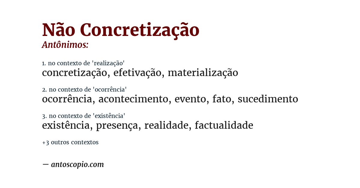 Antônimo de não concretização