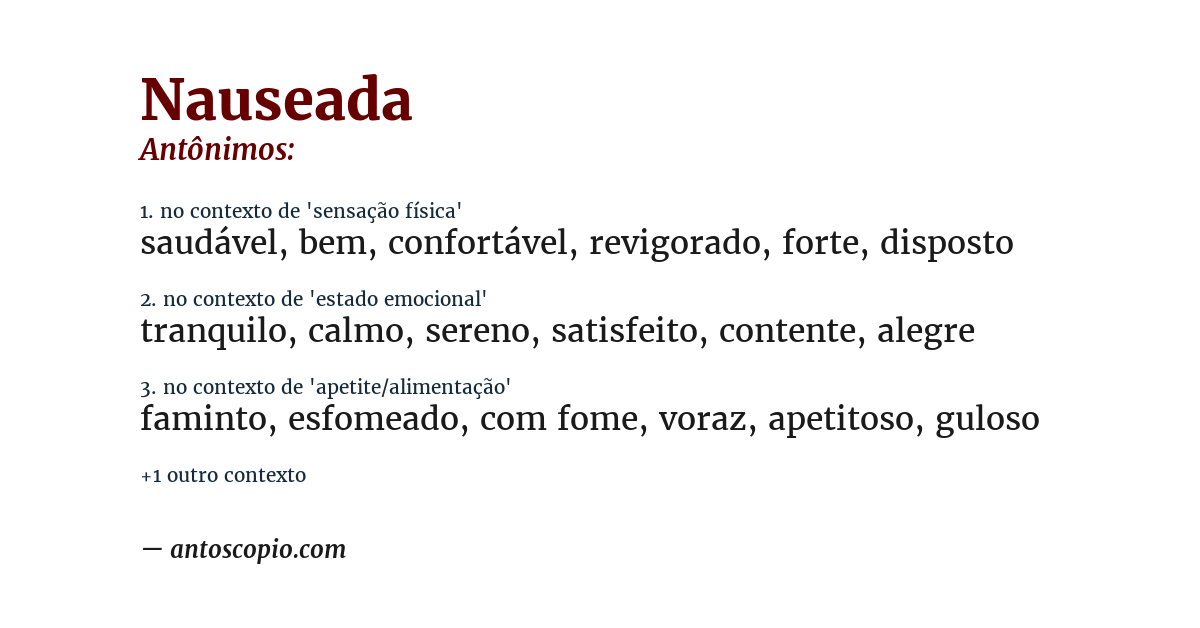 Antônimo de nauseada