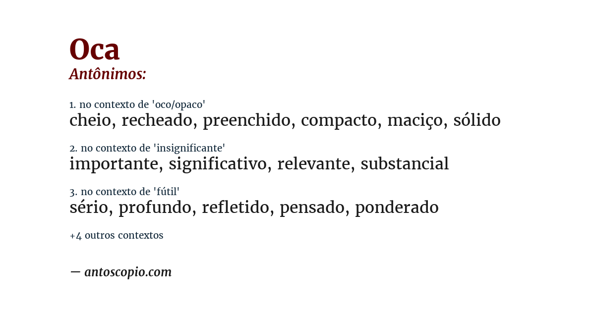 Antônimo de oca