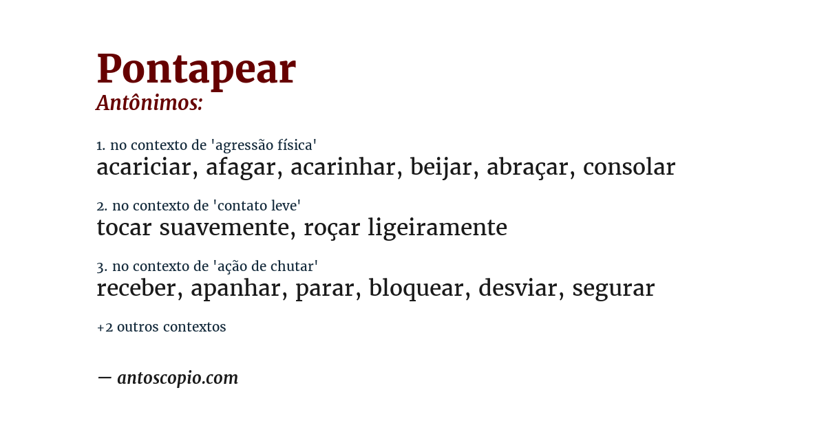 Antônimo de pontapear