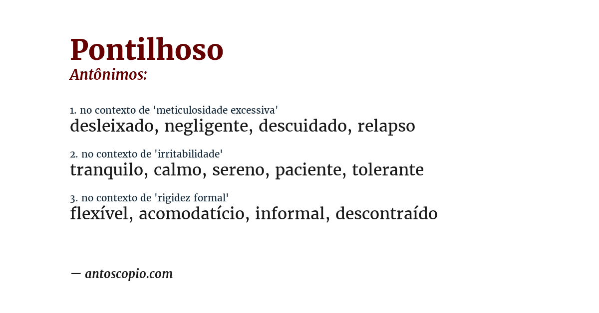 Antônimo de pontilhoso