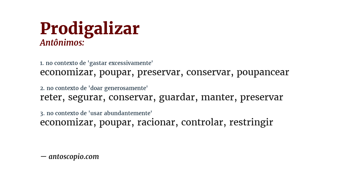 Antônimo de prodigalizar