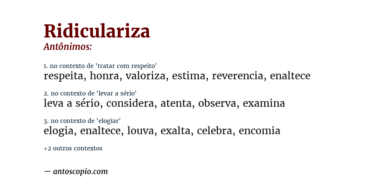Antônimo de ridiculariza