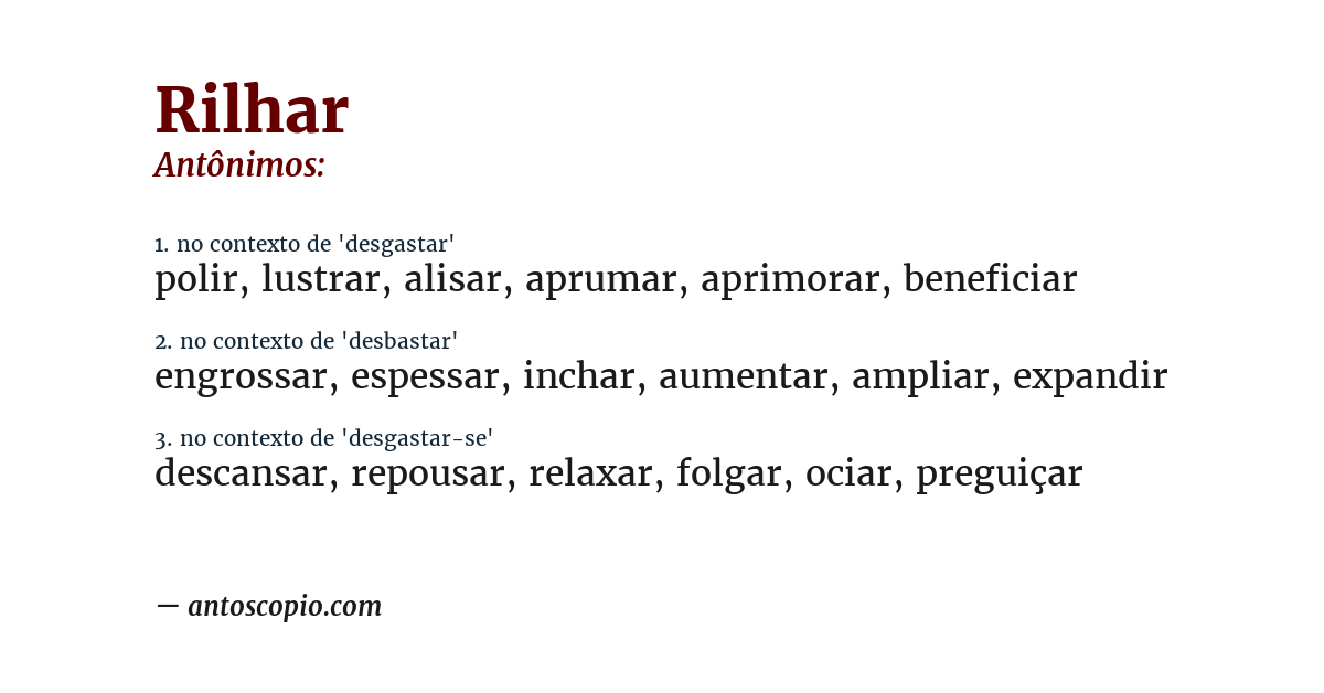 Antônimo de rilhar