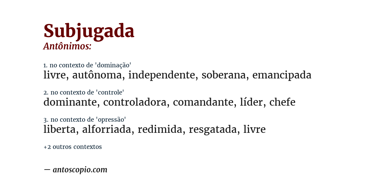 Antônimo de subjugada