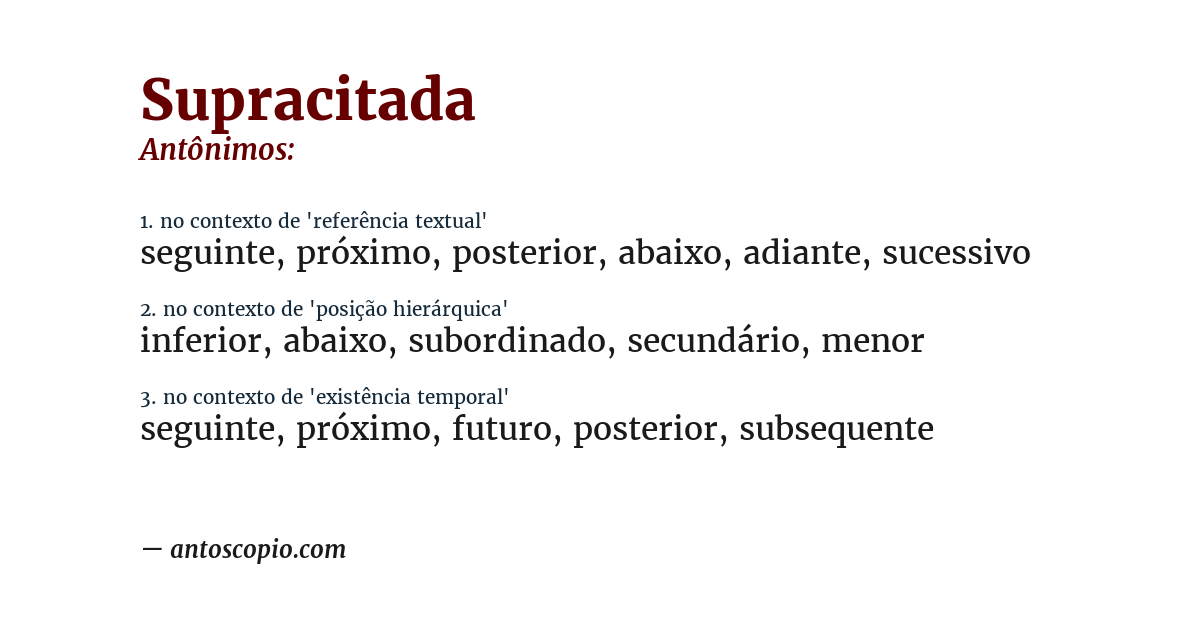 Antônimo de supracitada