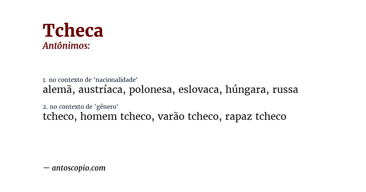 Antônimo de tcheca