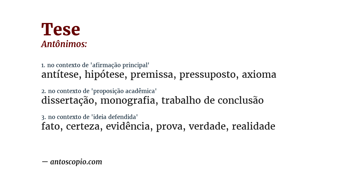 Antônimo de tese