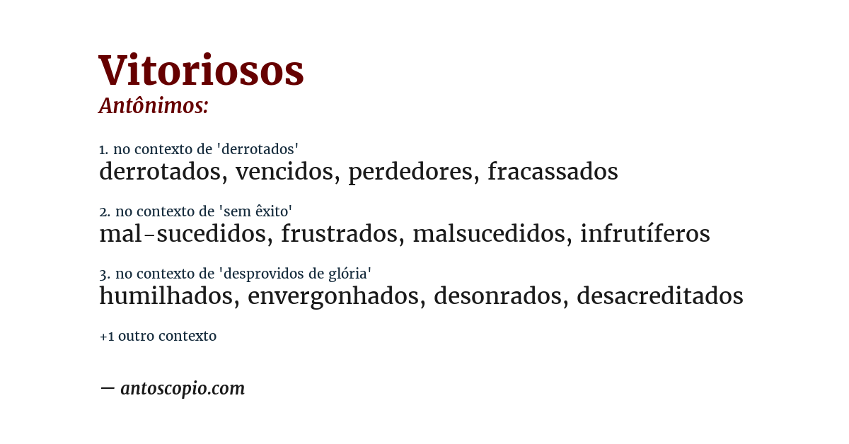 Antônimo de vitoriosos