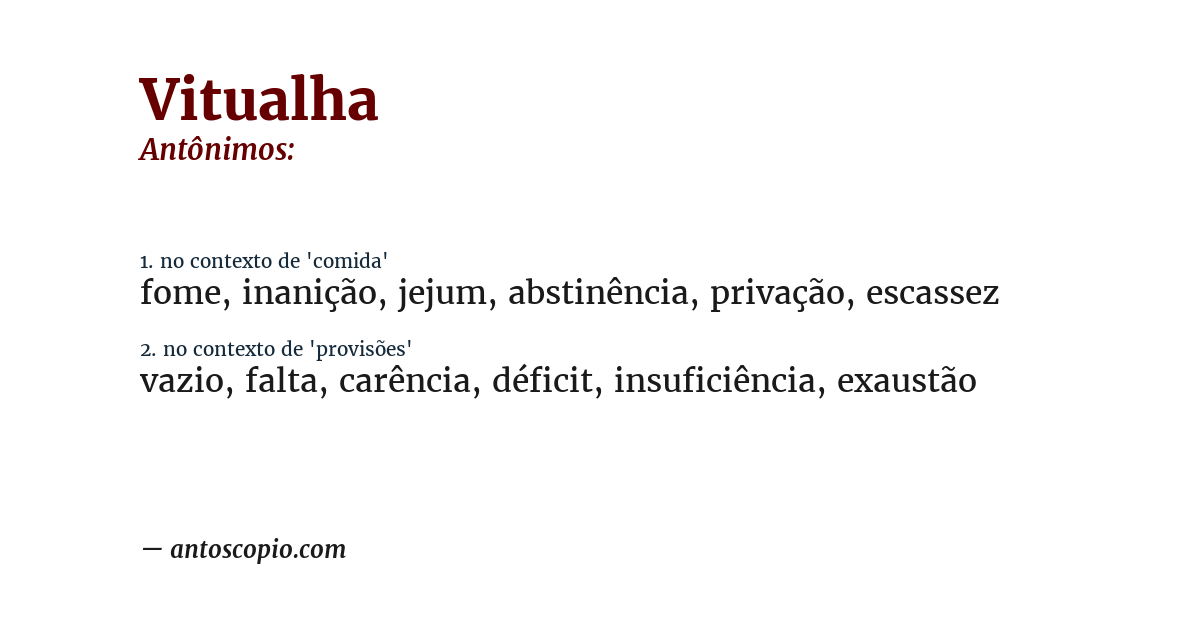 Antônimo de vitualha