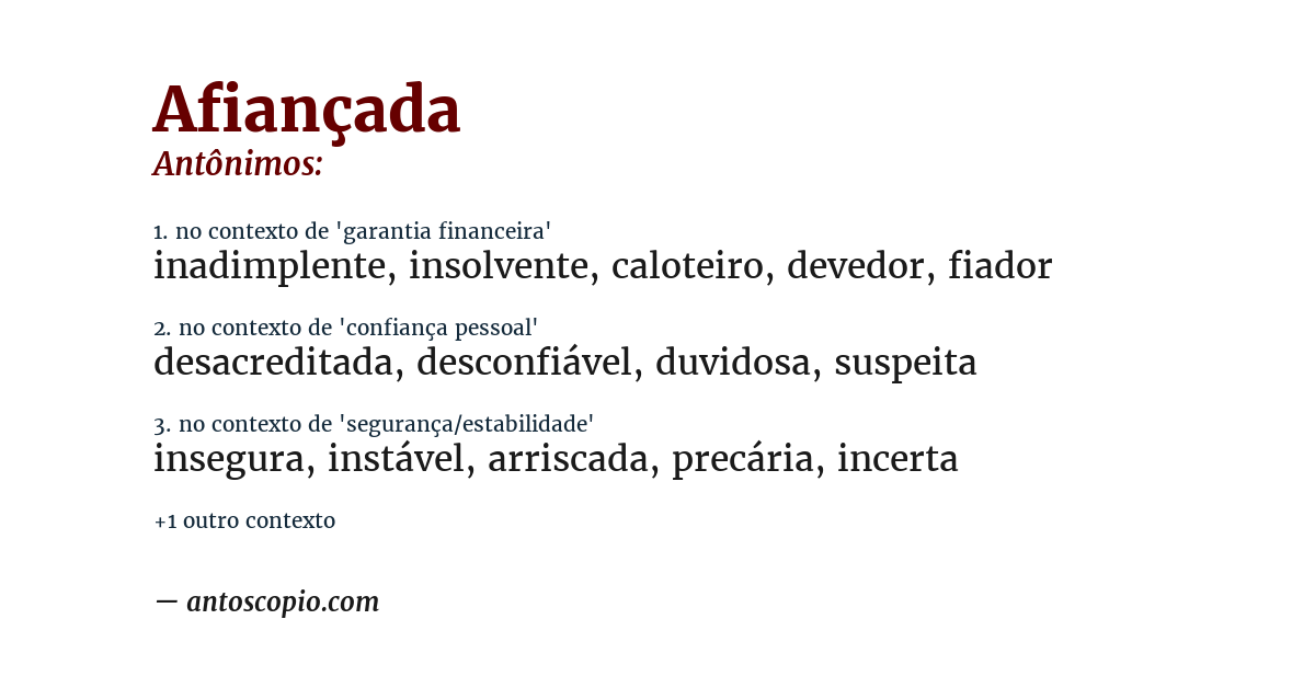 Antônimo de afiançada