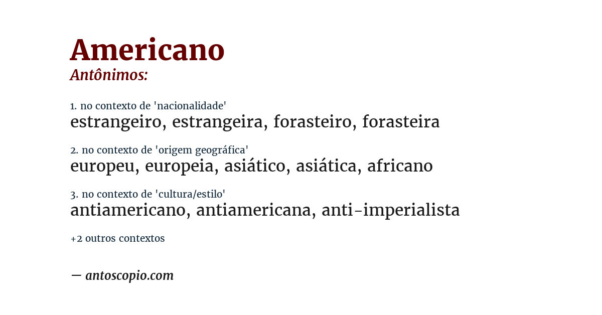 Antônimo de americano
