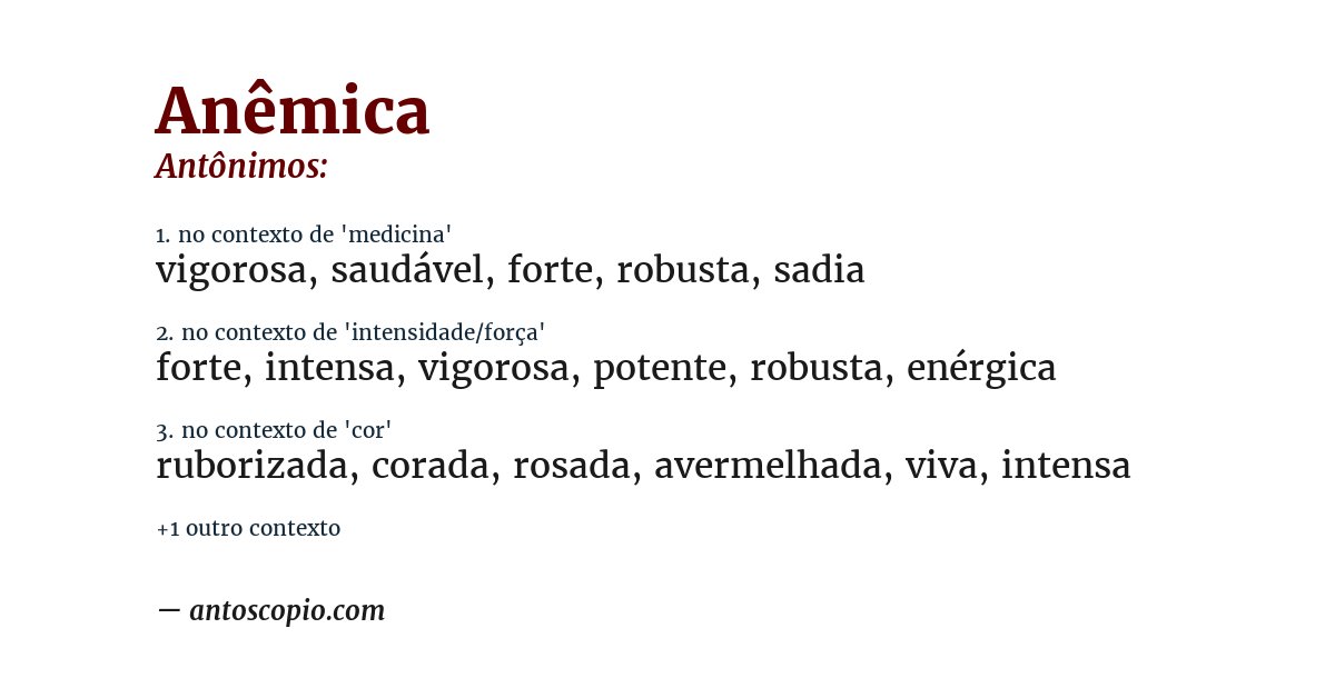 Antônimo de anêmica