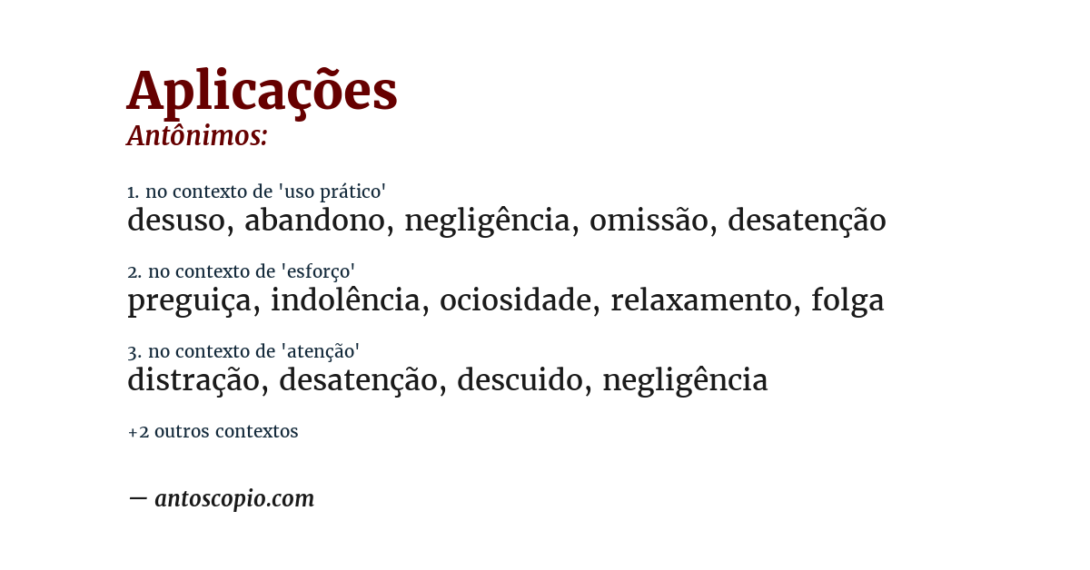 Antônimo de aplicações