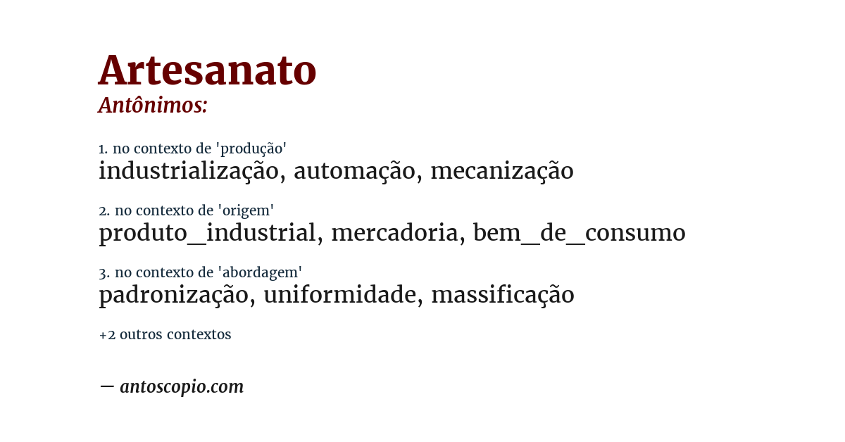 Antônimo de artesanato
