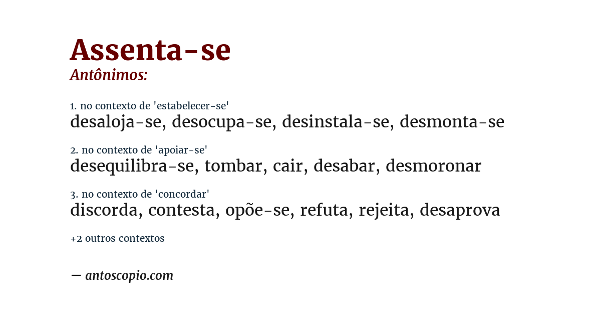 Antônimo de assenta-se