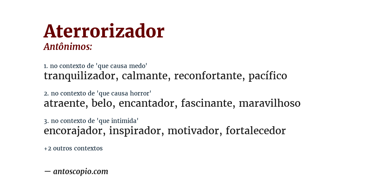 Antônimo de aterrorizador