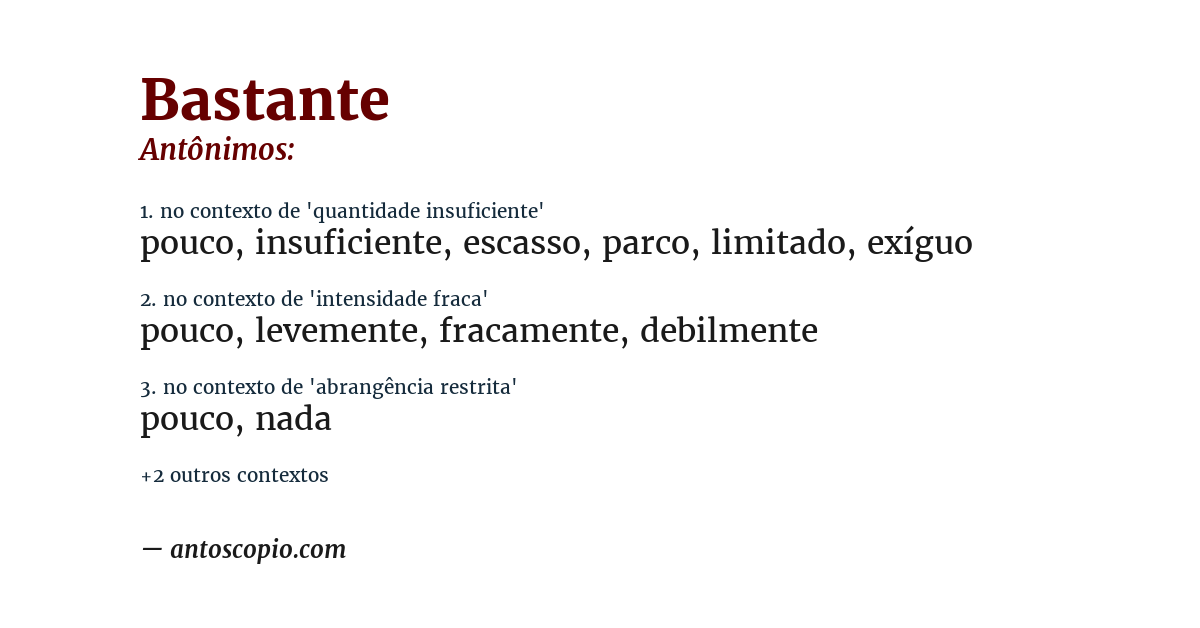 Antônimo de bastante