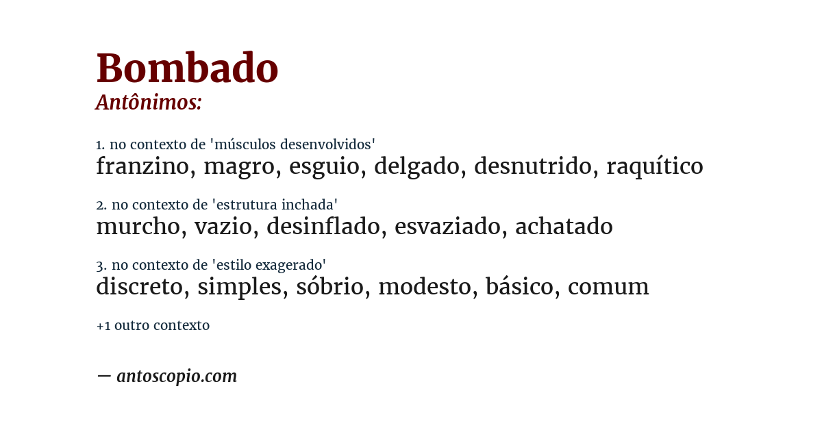 Antônimo de bombado