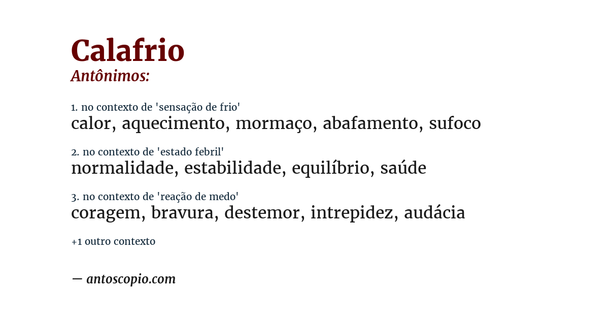 Antônimo de calafrio