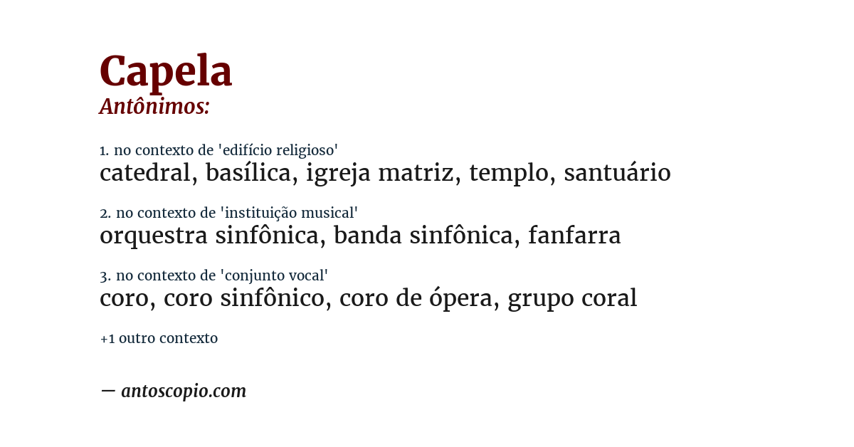 Antônimo de capela