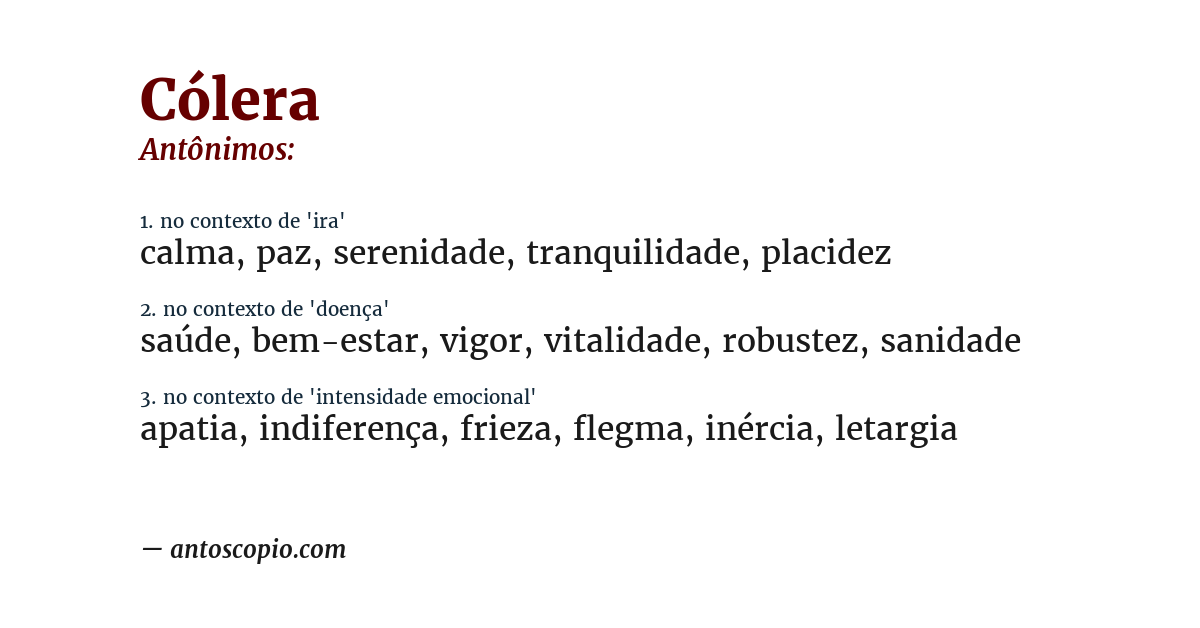 Antônimo de cólera