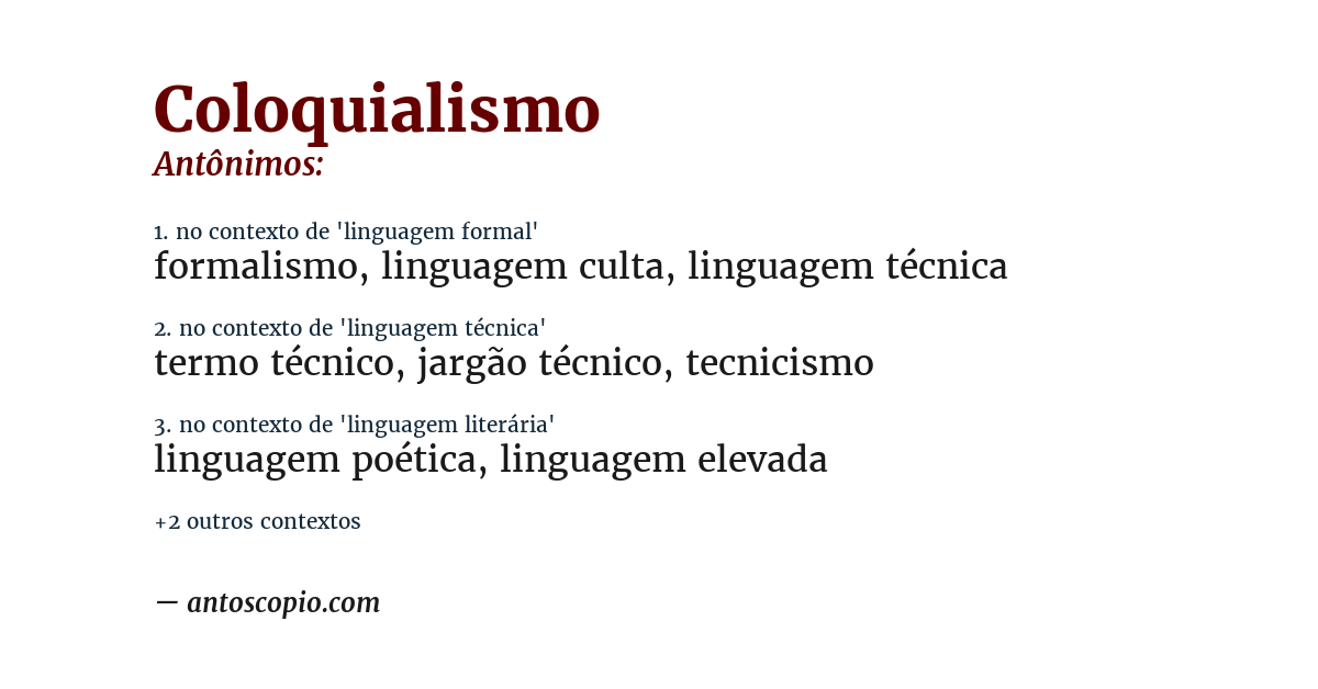 Antônimo de coloquialismo