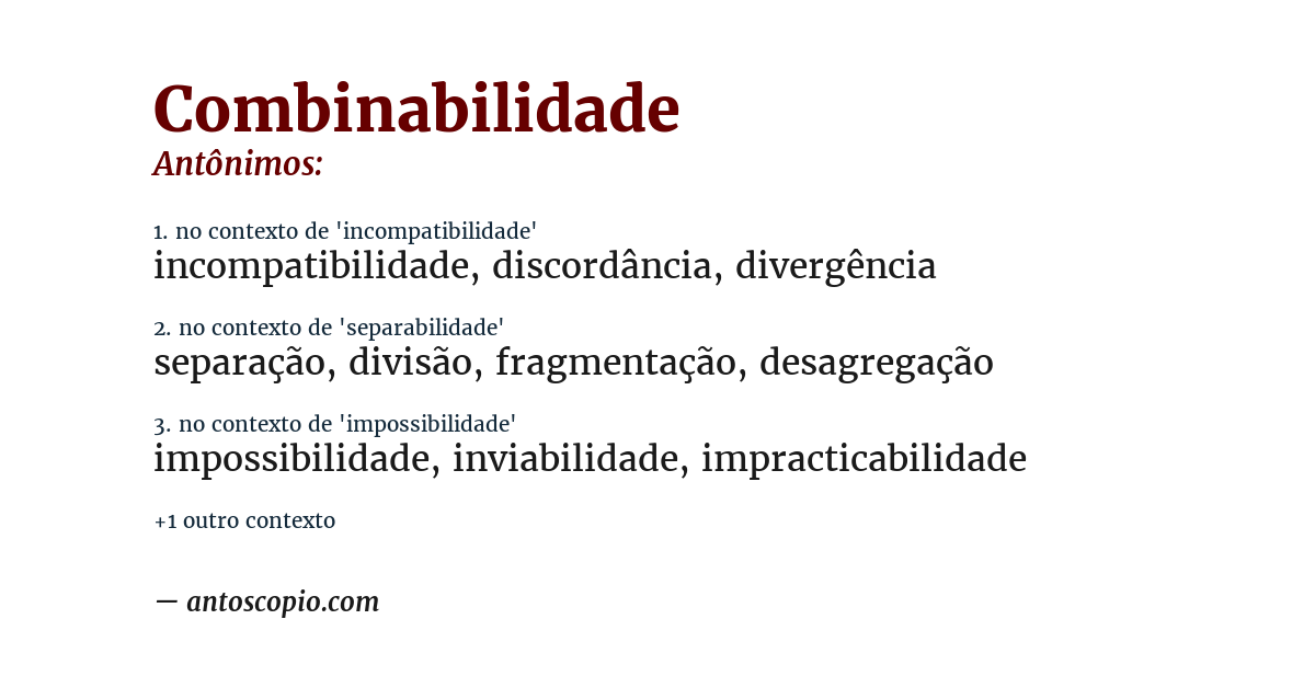 Antônimo de combinabilidade